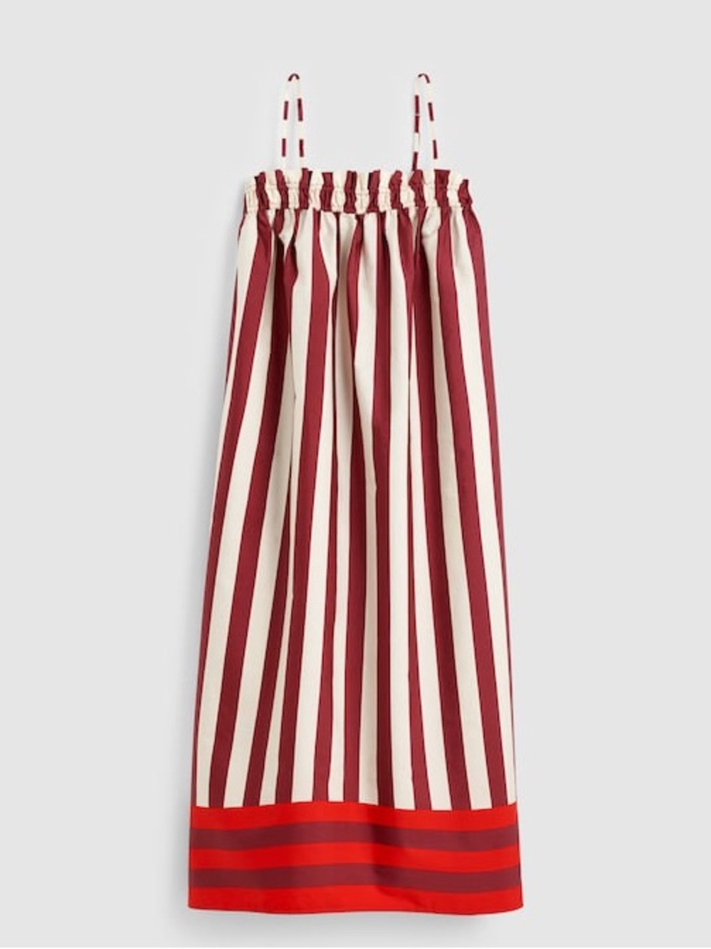 NWT Madewell Ruffle A-Line Midi Dress Sz XL Red Stripe Side Pockets Flowy Light